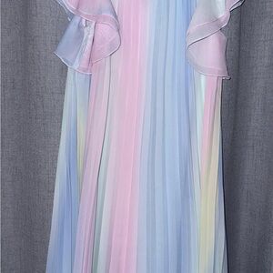 Rare Editions Pastel Rainbow Pleated Formal Dress